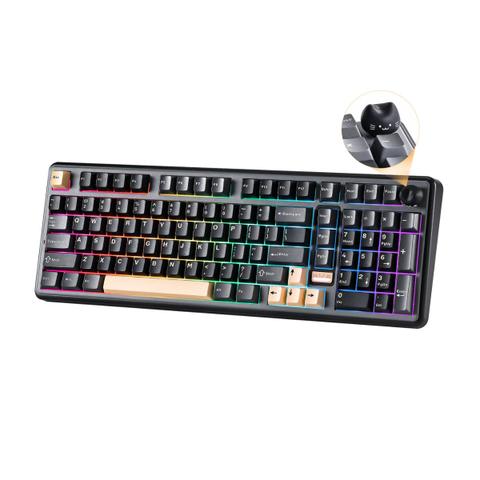YUNZII B98 PRO QMK/VIA Hot-Swap Wireless Black Mechanical Keyboard - Candy Linear Switch