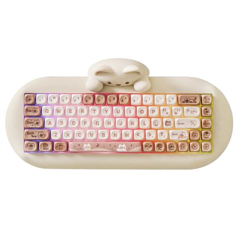 Yunzii C68 Meow Tri-Mode Hot-Swap Hi-Fi Wireless Mechanical Keyboard - Milk Switches (Coffee)