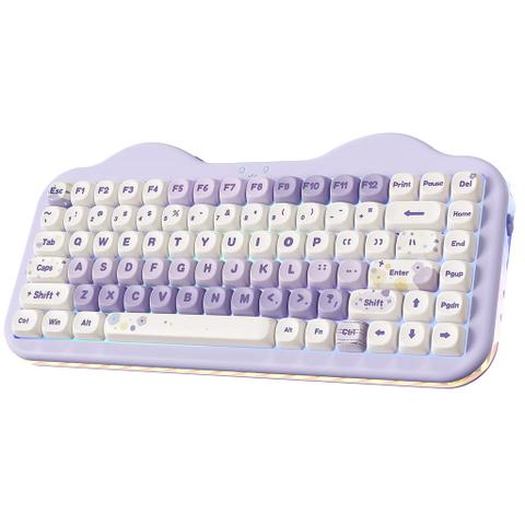 YUNZII C75 Cake Meow Hot-Swap Wireless Mechanical Keyboard - Purple - Milk V2 Switch