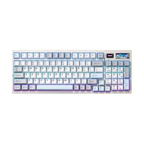 YUNZII IF99 QMK/VIA Full Size LCD Mechanical Keyboard - White - YUNZII Cocoa Cream V2 Linear Switches