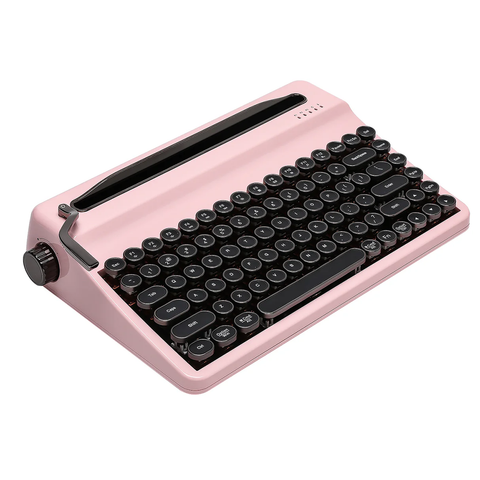 YUNZII QL75 Retro Typewriter QMK/VIA Mechanical Keyboard - Onyx Tactile Switch (Pink)