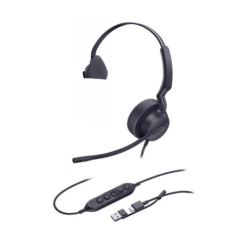 Yealink UH42 Wired Mono Business Computer Headset with AI Noise Cancelling Mic & USB-C & A, UC Certified