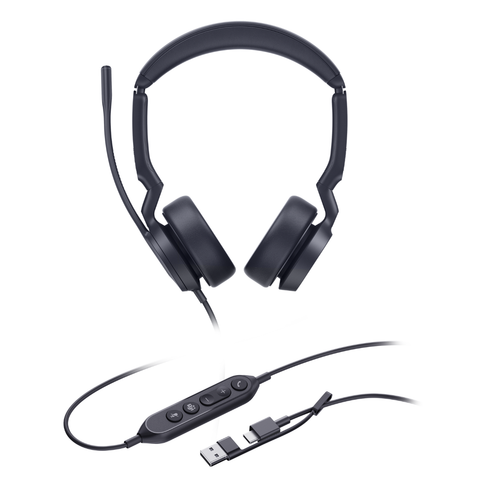 Yealink UH44 Wired Stereo (Dual) Business Computer Headset with AI Noise Cancelling Mic & USB-C & A, MS/Teams Certified