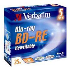 Verbatim Blu-Ray BD-RE 2x 25GB 5 Pack (43615)