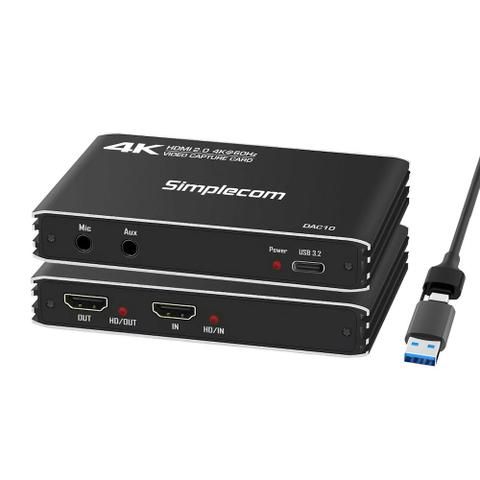 Simplecom DAC10 HDMI 2.0 to USB 4K@60hz Video Capture Card