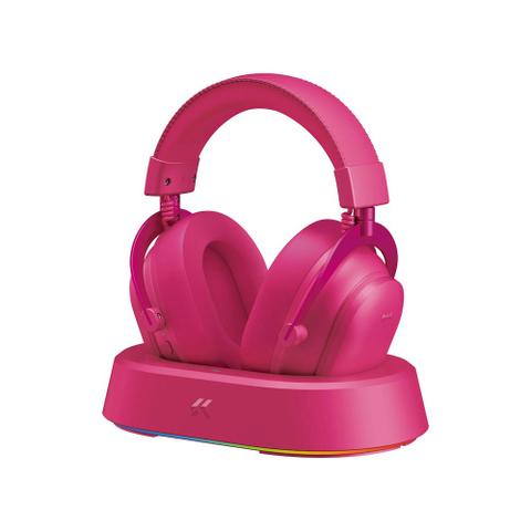 MCHOSE V9 Turbo+ Wireless RGB Gaming Headset with Magnetic Charging Station - Berry Red