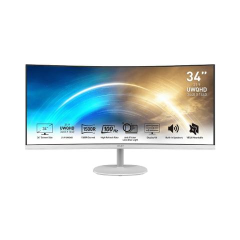 MSI PRO MP341CQW - 34" Curved 1440p 100Hz VA Monitor (White)