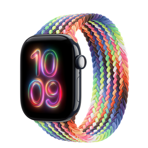 Apple Watch Series 12 GPS + Cellular, 42mm Night Blue Ceramic Case with Pride Edition Braided Solo Loop
