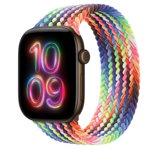 Apple Watch Series 12 GPS + Cellular, 46mm Dark Bronze Aluminium Case with Pride Edition Braided Solo Loop