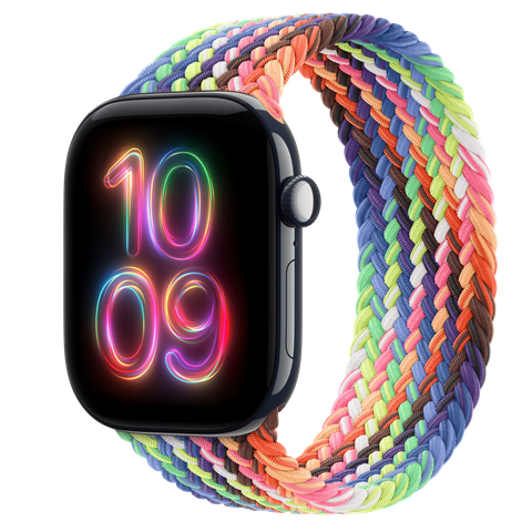 Apple Watch Series 12 GPS + Cellular, 46mm Night Blue Ceramic Case with Pride Edition Braided Solo Loop