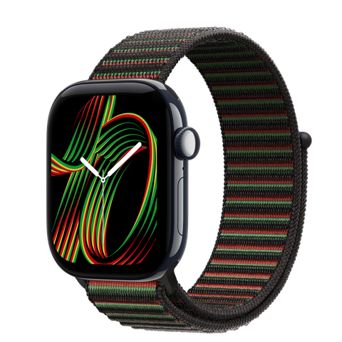 Apple Watch Series 12 GPS + Cellular, 42mm Night Blue Ceramic Case with Black Unity Sport Loop — Unity Rhythm
