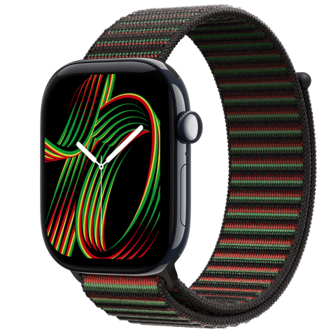 Apple Watch Series 12 GPS + Cellular, 46mm Night Blue Ceramic Case with Black Unity Sport Loop — Unity Rhythm