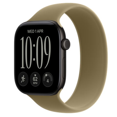 Apple Watch Series 12 GPS + Cellular, 46mm Black Aluminium Case with Olive Solo Loop