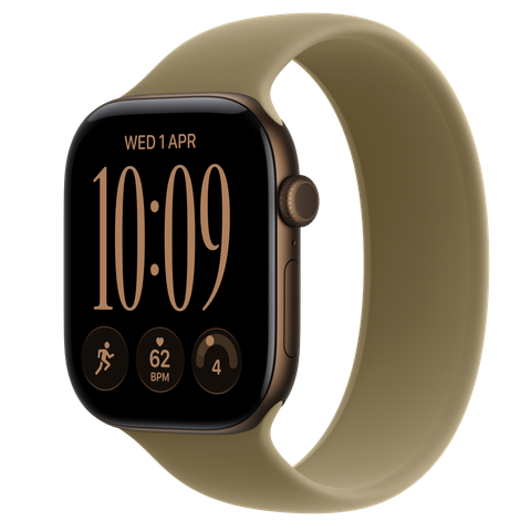 Apple Watch Series 12 GPS + Cellular, 46mm Dark Bronze Aluminium Case with Olive Solo Loop