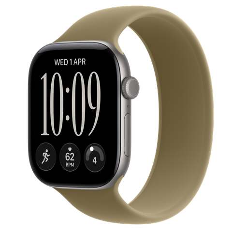 Apple Watch Series 12 GPS + Cellular, 46mm Space Grey Aluminium Case with Olive Solo Loop