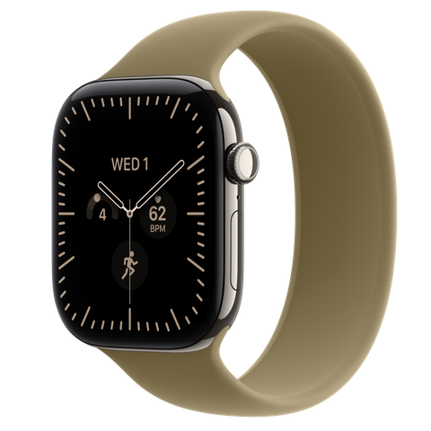 Apple Watch Series 12 GPS + Cellular, 46mm Natural Titanium Case with Olive Solo Loop