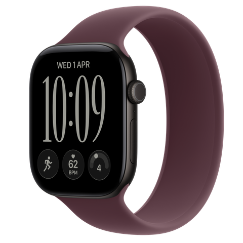 Apple Watch Series 12 GPS, 46mm Black Aluminium Case with Burgundy Solo Loop