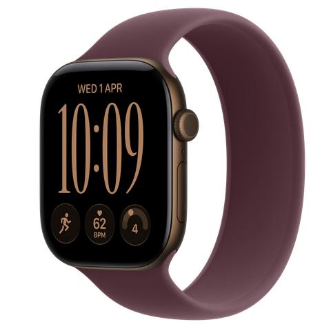 Apple Watch Series 12 GPS, 46mm Dark Bronze Aluminium Case with Burgundy Solo Loop