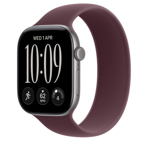 Apple Watch Series 12 GPS, 46mm Space Grey Aluminium Case with Burgundy Solo Loop