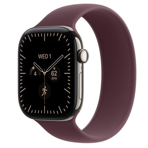 Apple Watch Series 12 GPS + Cellular, 46mm Natural Titanium Case with Burgundy Solo Loop