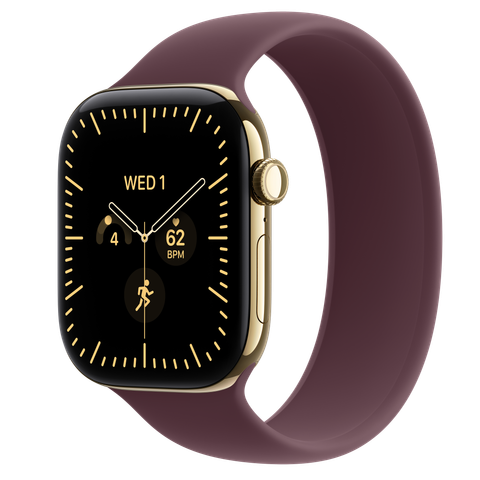 Apple Watch Series 12 GPS + Cellular, 46mm Radiant Gold Titanium Case with Burgundy Solo Loop