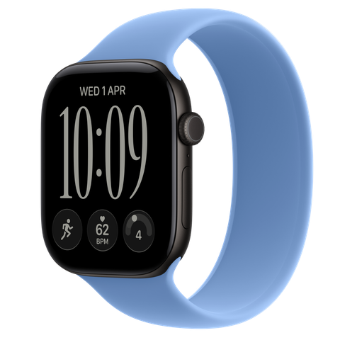 Apple Watch Series 12 GPS, 46mm Black Aluminium Case with Wildflower Blue Solo Loop