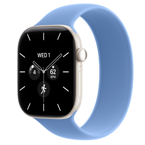 Apple Watch Series 12 GPS + Cellular, 46mm Pearl White Ceramic Case with Wildflower Blue Solo Loop
