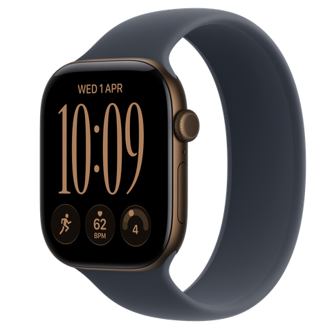 Apple Watch Series 12 GPS, 46mm Dark Bronze Aluminium Case with Navy Blue Solo Loop