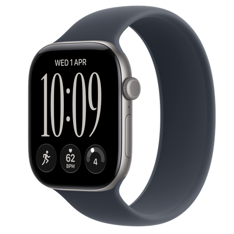 Apple Watch Series 12 GPS + Cellular, 46mm Space Grey Aluminium Case with Navy Blue Solo Loop