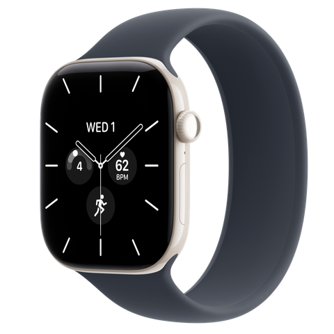 Apple Watch Series 12 GPS + Cellular, 46mm Pearl White Ceramic Case with Navy Blue Solo Loop