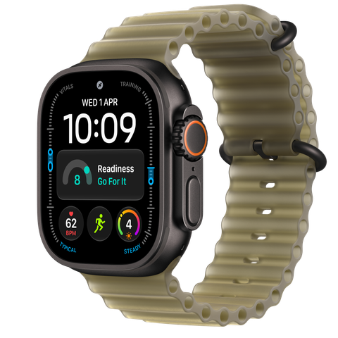 Apple Watch Ultra 4 GPS + Cellular, 49mm Black Titanium Case with Translucent Kelp Ocean Band
