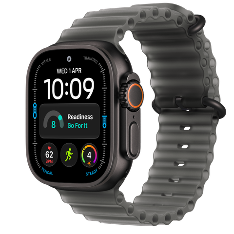 Apple Watch Ultra 4 GPS + Cellular, 49mm Black Titanium Case with Translucent Black Ocean Band