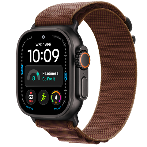 Apple Watch Ultra 4 GPS + Cellular, 49mm Black Titanium Case with Burgundy Alpine Loop