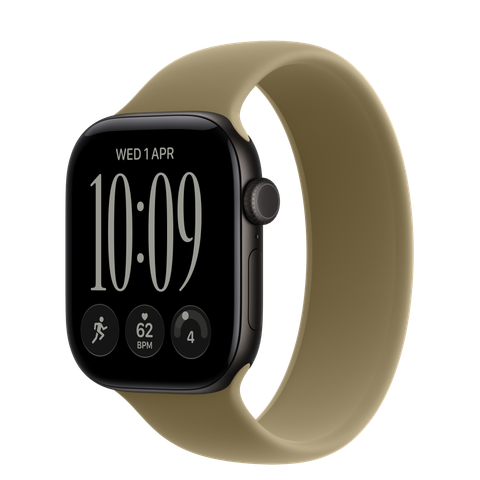 Apple Watch Series 12 GPS + Cellular, 42mm Black Aluminium Case with Olive Solo Loop