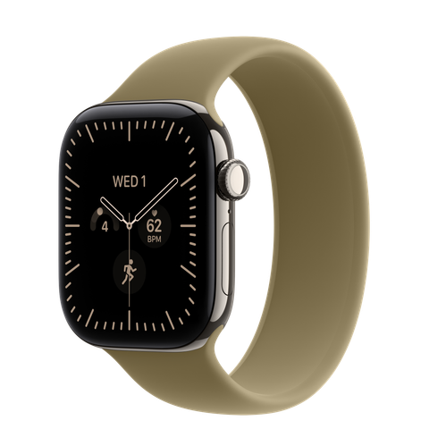 Apple Watch Series 12 GPS + Cellular, 42mm Natural Titanium Case with Olive Solo Loop