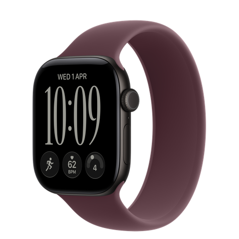 Apple Watch Series 12 GPS, 42mm Black Aluminium Case with Burgundy Solo Loop