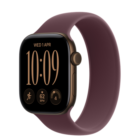 Apple Watch Series 12 GPS + Cellular, 42mm Dark Bronze Aluminium Case with Burgundy Solo Loop