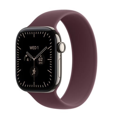 Apple Watch Series 12 GPS + Cellular, 42mm Natural Titanium Case with Burgundy Solo Loop