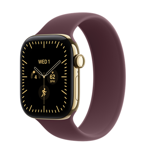 Apple Watch Series 12 GPS + Cellular, 42mm Radiant Gold Titanium Case with Burgundy Solo Loop