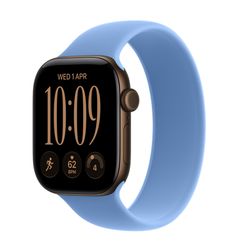 Apple Watch Series 12 GPS, 42mm Dark Bronze Aluminium Case with Wildflower Blue Solo Loop