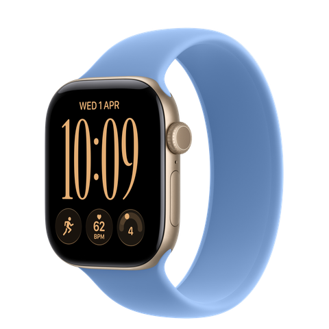 Apple Watch Series 12 GPS, 42mm Light Gold Aluminium Case with Wildflower Blue Solo Loop