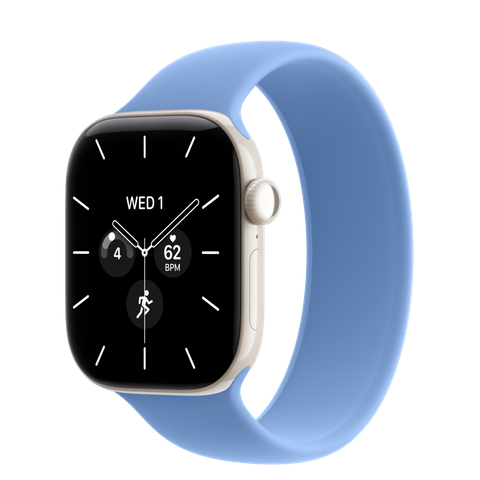 Apple Watch Series 12 GPS + Cellular, 42mm Pearl White Ceramic Case with Wildflower Blue Solo Loop