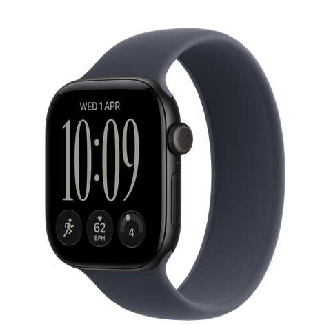Apple Watch Series 12 GPS, 42mm Black Aluminium Case with Navy Blue Solo Loop