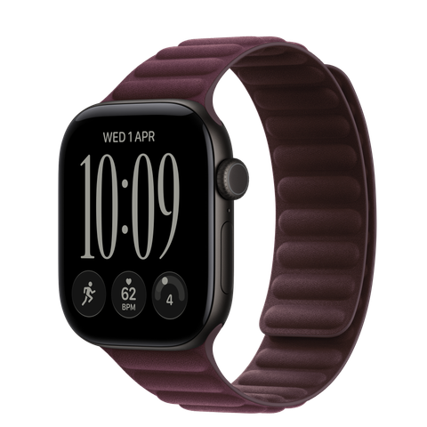 Apple Watch Series 12 GPS + Cellular, 42mm Black Aluminium Case with Burgundy Magnetic Link