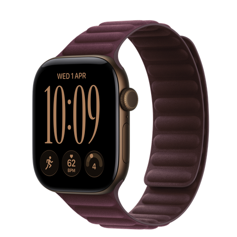 Apple Watch Series 12 GPS, 42mm Dark Bronze Aluminium Case with Burgundy Magnetic Link