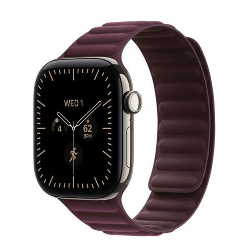 Apple Watch Series 12 GPS + Cellular, 42mm Natural Titanium Case with Burgundy Magnetic Link