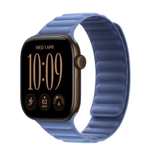 Apple Watch Series 12 GPS + Cellular, 42mm Dark Bronze Aluminium Case with Wildflower Blue Magnetic Link