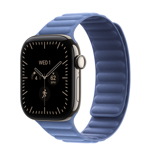 Apple Watch Series 12 GPS + Cellular, 42mm Natural Titanium Case with Wildflower Blue Magnetic Link