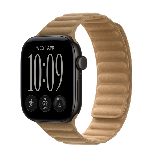 Apple Watch Series 12 GPS, 42mm Black Aluminium Case with Camel Magnetic Link