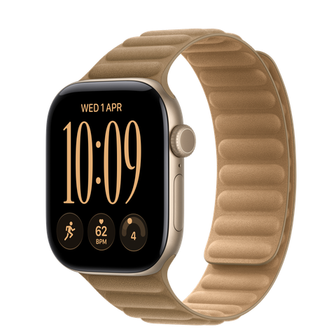 Apple Watch Series 12 GPS + Cellular, 42mm Light Gold Aluminium Case with Camel Magnetic Link